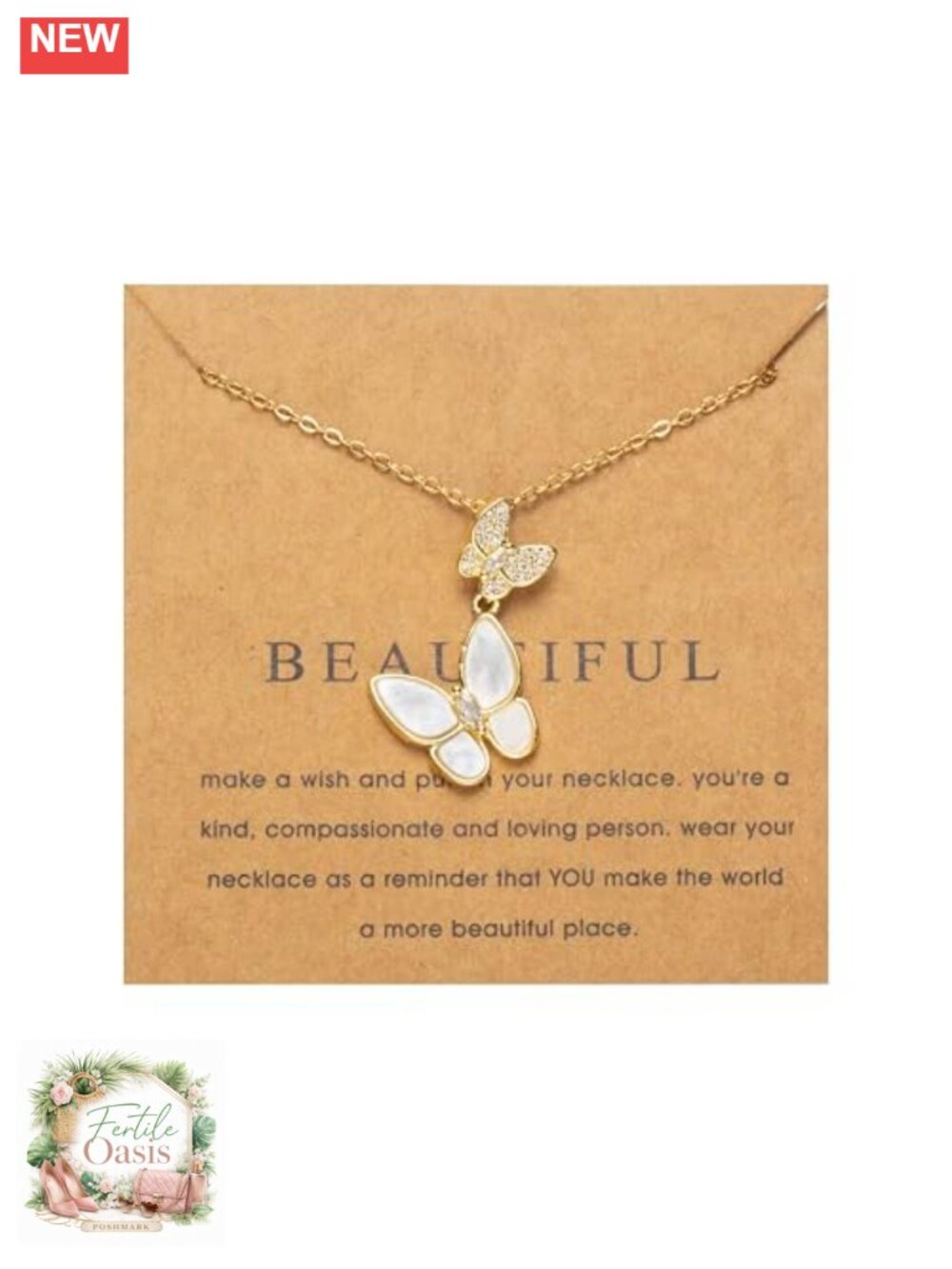 18k Gold Plated Stainless Steel Butterfly Pendant Necklace Dainty Charm Jewelry